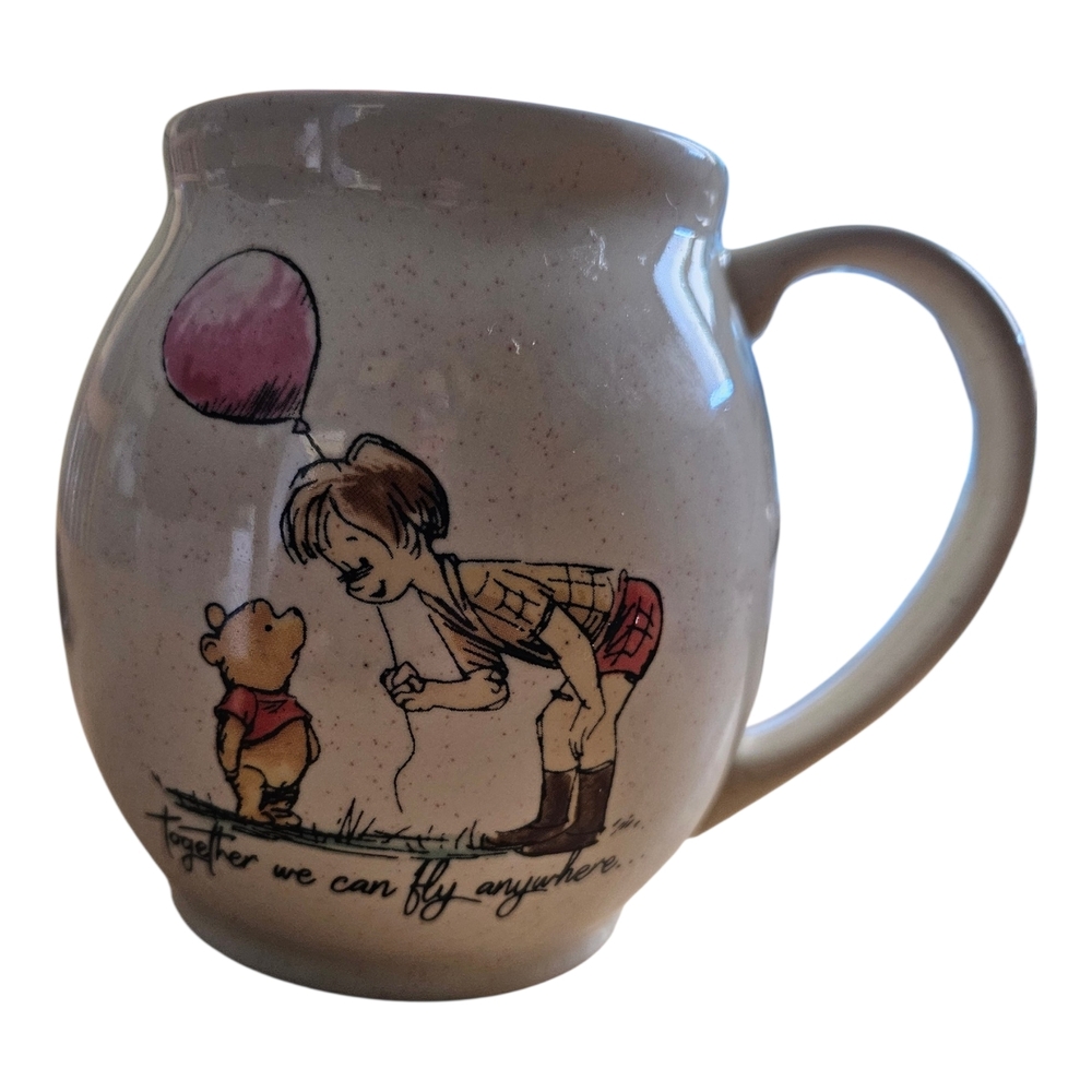 Disney Winnie the Pooh Balloon Tree Ceramic Coffee Mug Red Interior